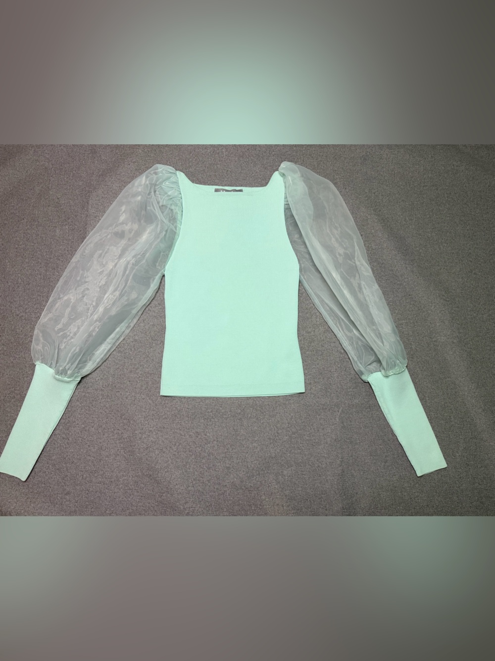 NWT Blue B Collection Aqua Sheer Puff Sleeve Top S/M/L